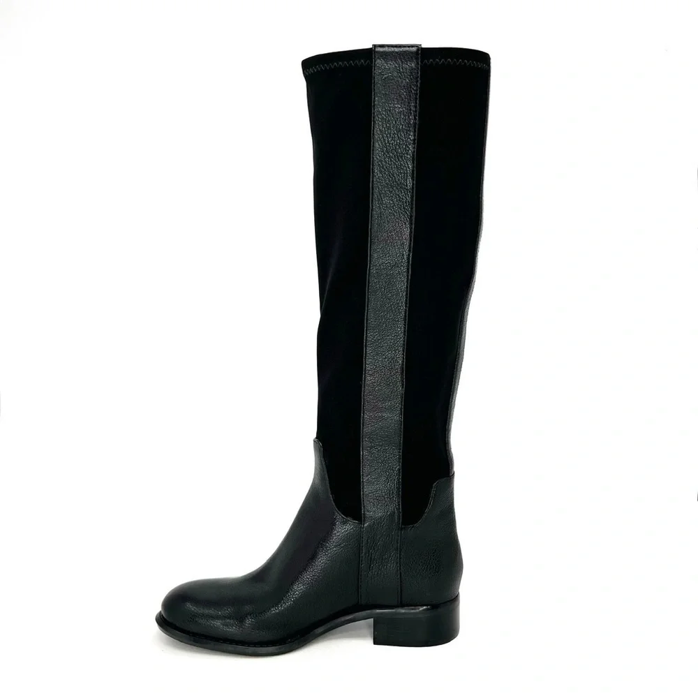 Nine West Joesmo Tall Boots Black Size 5 Riding Knee High Leather Stretchy New